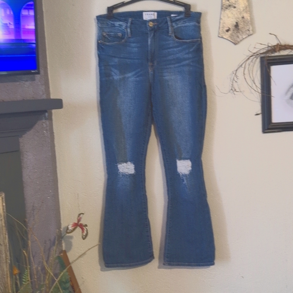 Frame Denim Ankle Crop Mini Boot Jeans EUC!
